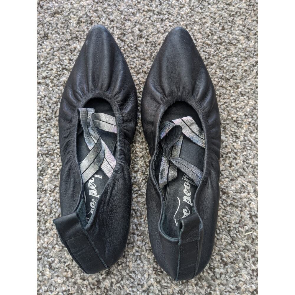 Free People Cara Ballet Flats Black Leather Size 38 Dress Slippers